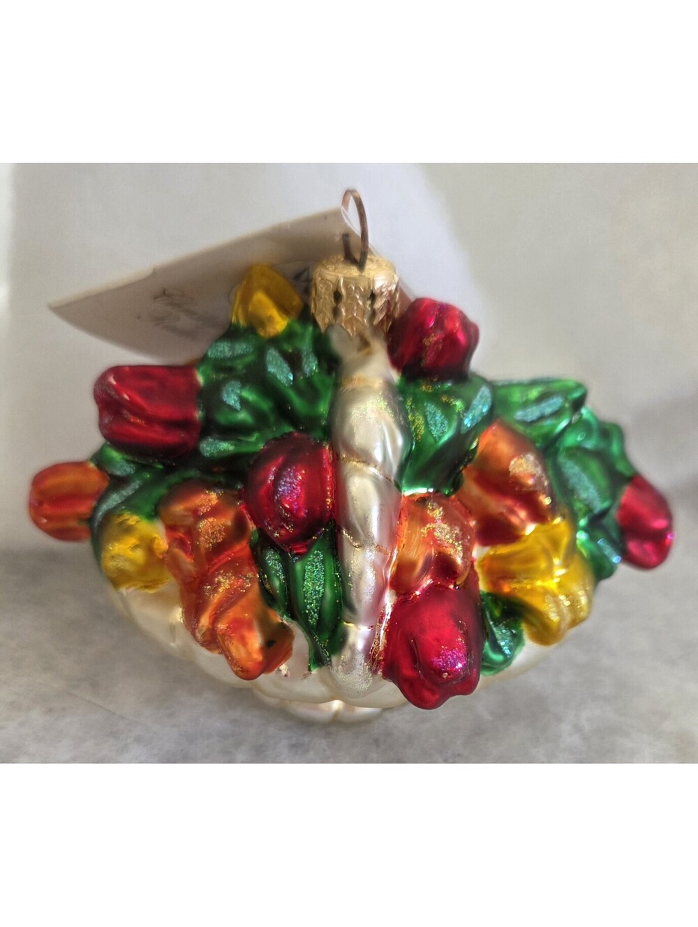 2001 Christopher Radko Blossom Basket Ornament Flower Tulip Bouquet New w/tag!